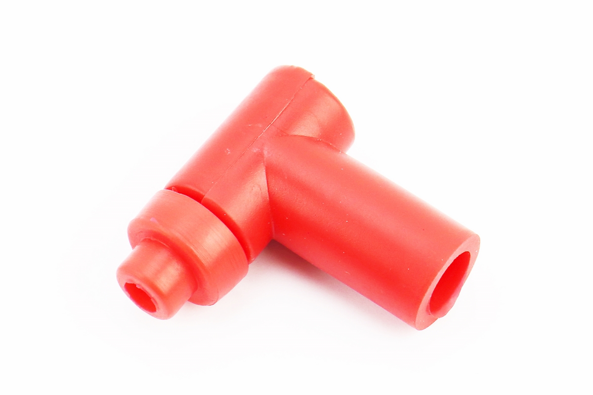 Колпачок свечной "люлька" 90град КРАСНЫЙ "силикон" малый