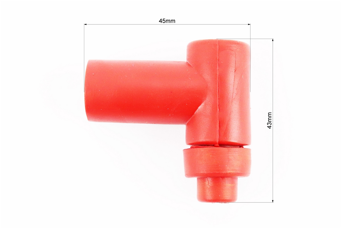 Колпачок свечной "люлька" 90град КРАСНЫЙ "силикон" малый — изображение 2