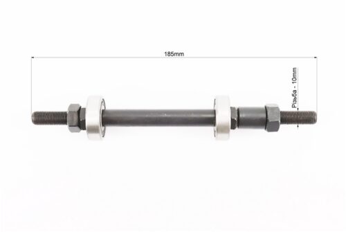 Вісь задня MTB М10х185мм в зборі, пром-підшипники 6200 2RS, під гайку, чорна - Зображення 2