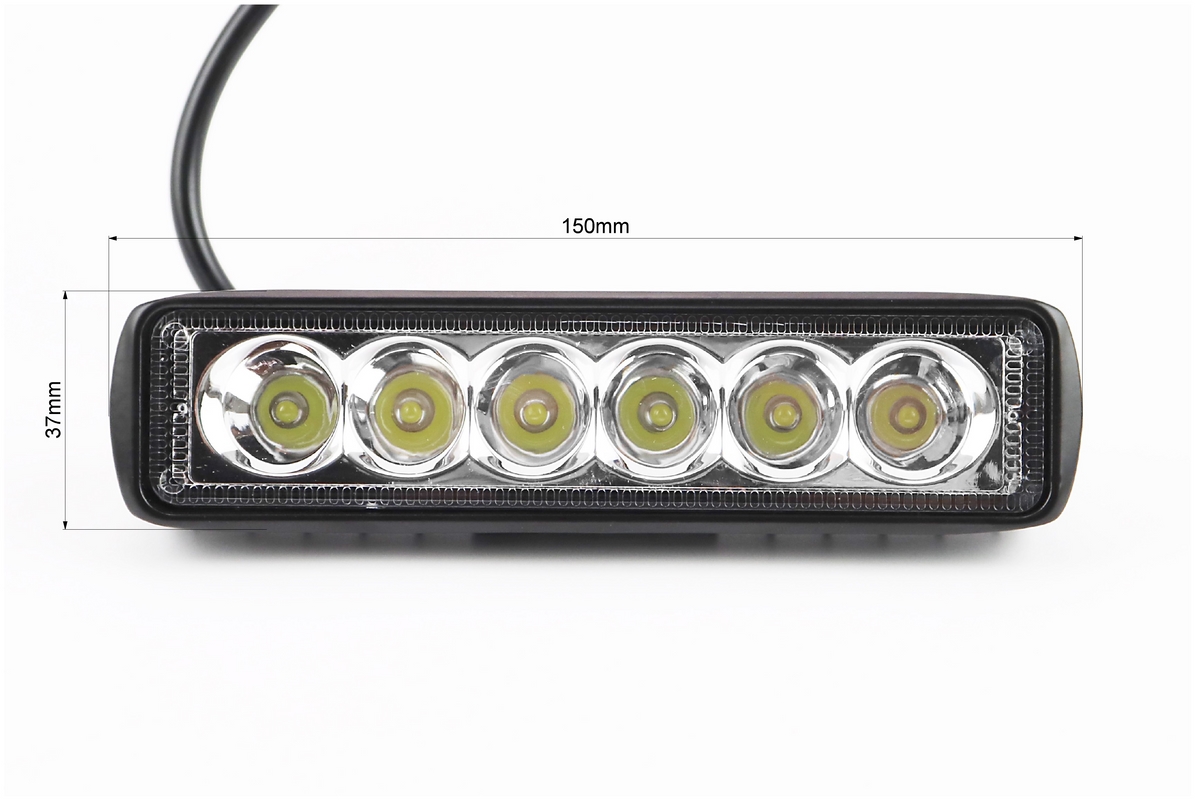 Фара додаткова світлодіодна вологозахисна - 6 LED з кріпленням, прямокутна 150*37мм - Зображення 3