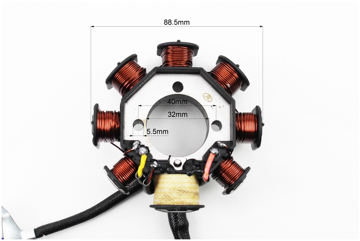 Статор магнето (генератора) CG 200 (8 катушек “5 проводов”), (d=88,5мм) — изображение 3