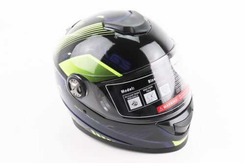 Шолом інтеграл, закритий BLD-М65 L (59-60см), ЧОРНИЙ/НЕОНОВО-ЖОВТО-СИНІЙ