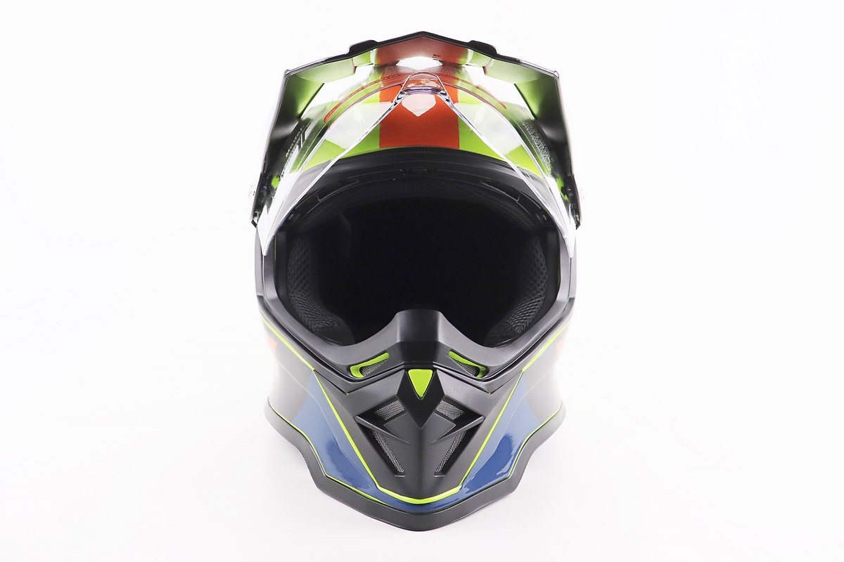 Шлем кроссовый/эндуро/АТV со стеклом BLD-819-7 S (55-56см), ЧЕРНЫЙ/ЖЕЛТО-ОРАНЖЕВЫЙ — изображение 5