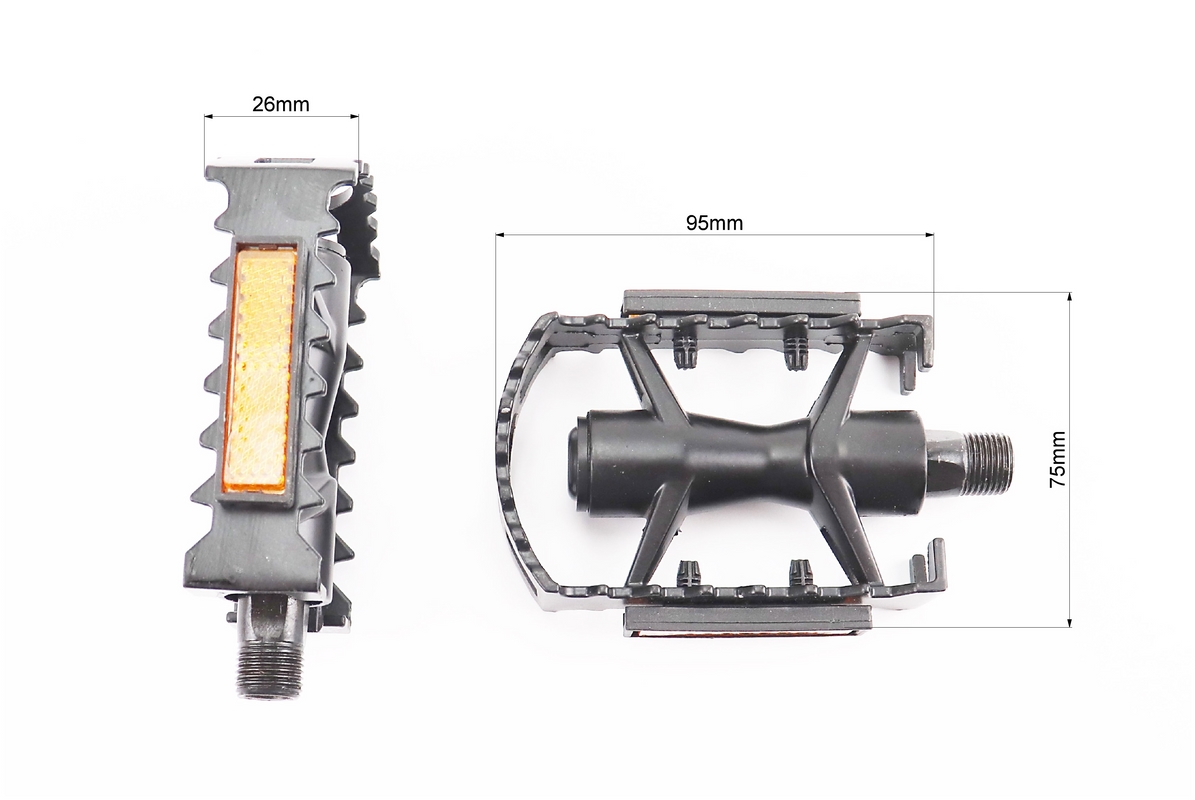 Педалі MTB 9/16" (100x66x25mm) алюмінієві, чорні - Зображення 2