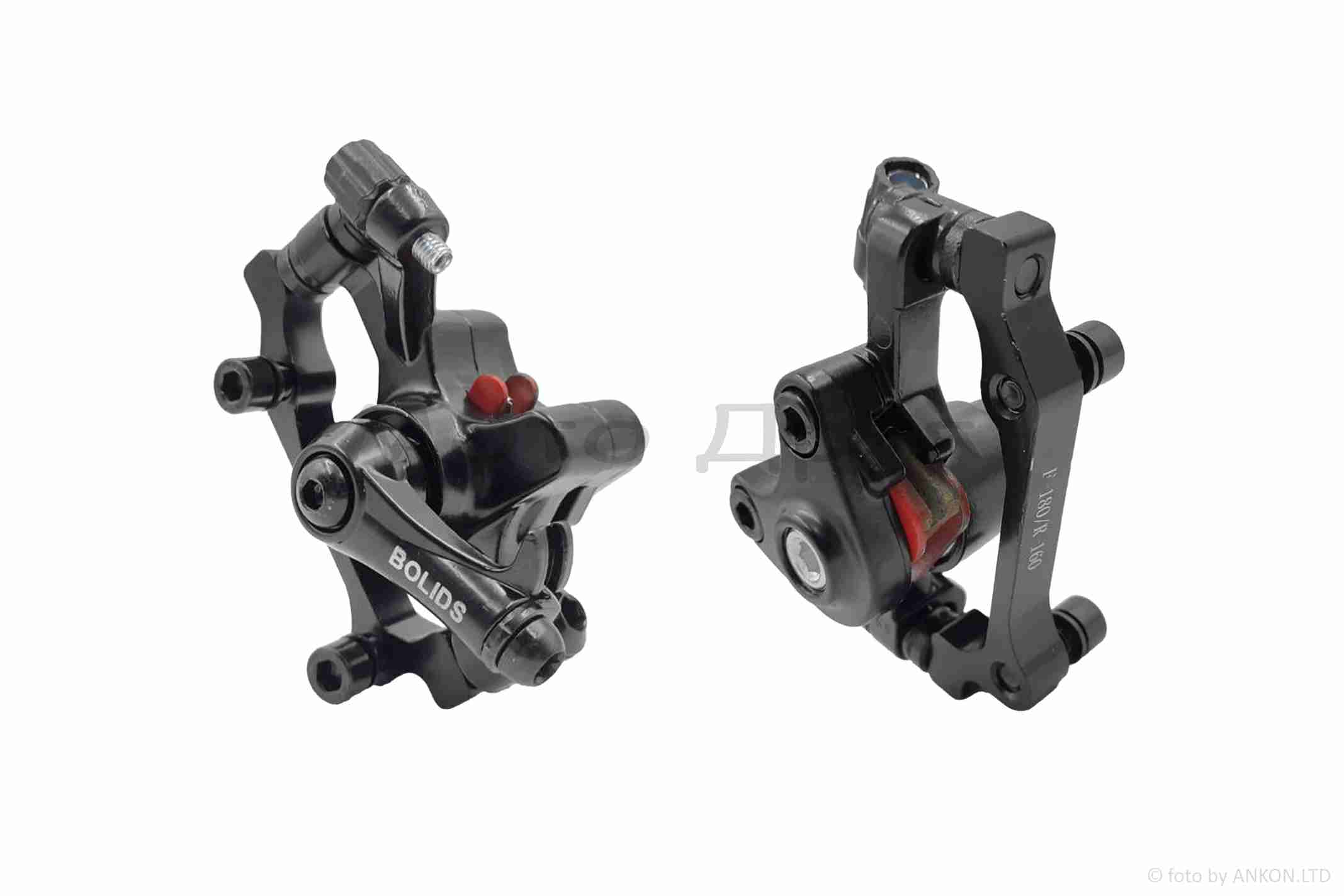 Супорт гальмівний вело під трос, з адаптером, F180/R160 "BOLIDS" #DS-006