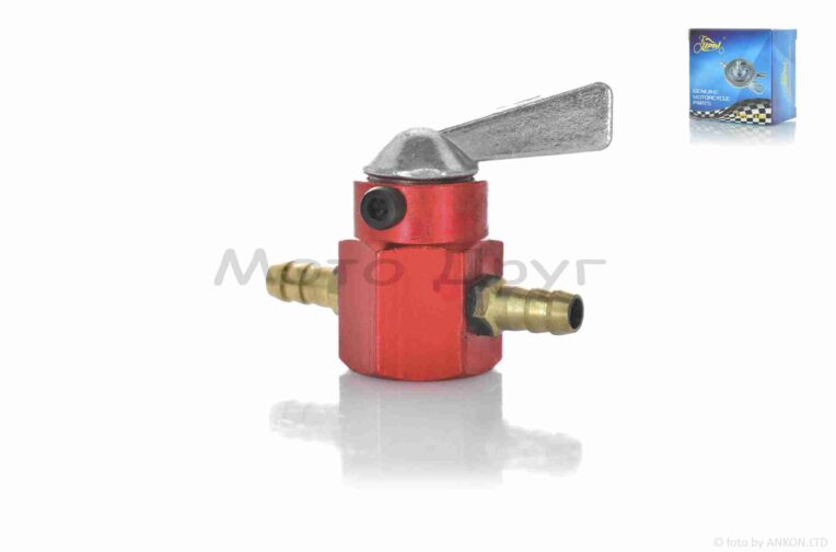 Кран топливный ручной  подвесной, без крепления  CNC  d6  “LIPAI”  (красный)