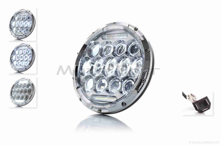 Фара  мото  диодная, круглая, D177, H1, габарит (белый)  #C13-29S1