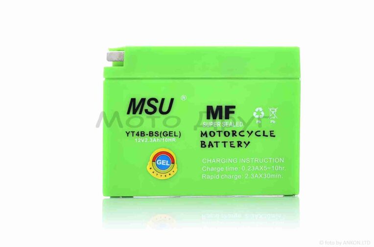 АКБ  GEL  12V 2.3A  Suzuki/Yamaha  115-40-90mm  YT4B-BS  “MSU” (2025)