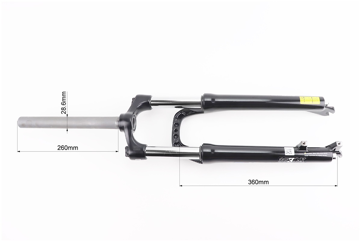 Вилка 26" амортизаційна, без різьби 1-1/8" (28,6мм), шток 260мм, з ходом 100мм, Disk-brake, Preload, алюмінієва, чорна XCE 28 - Зображення 4