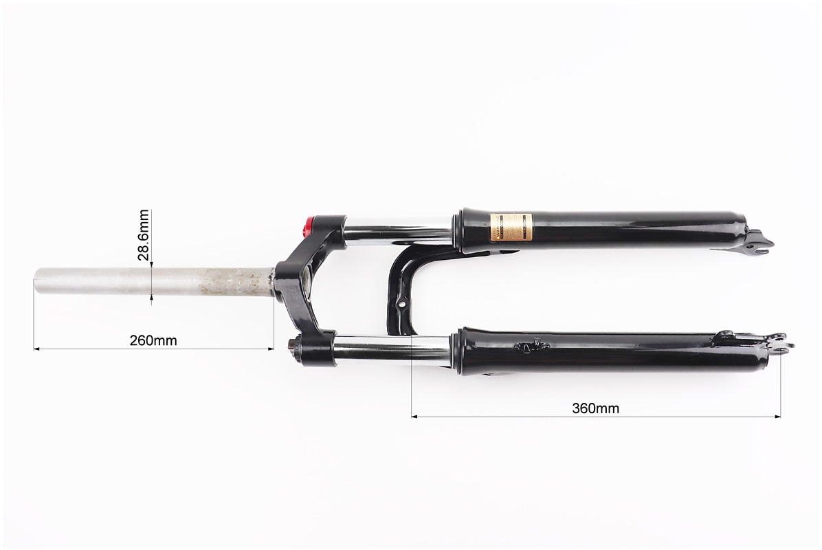 Вилка 26 "амортизаційна, без різьби 1-1/8" (28,6мм), шток 260мм, з ходом 75мм, Disk-brake, M Lockout, чорна LJ-644 - Зображення 4