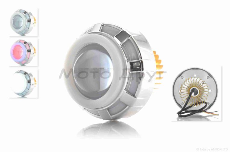 Модуль в фару диодный  D89, белый свет, красный габарит, стробоскоп  #18126_