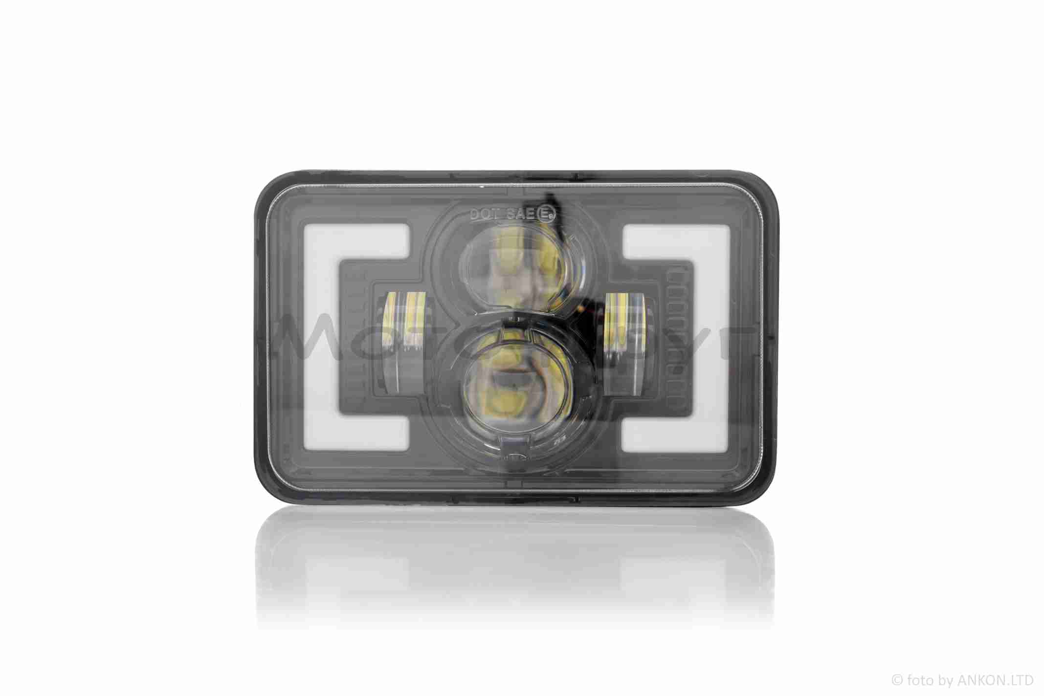 Фара додаткова діодна, прямокутна, 168*107, H4, білий/жовтий габарит #C163-3Z1_ - Зображення 3