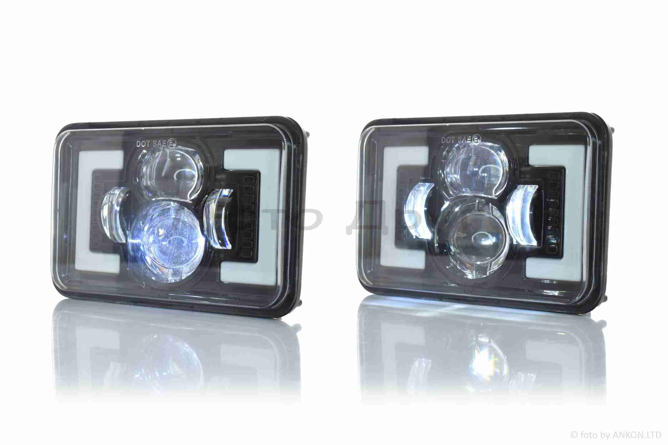 Фара додаткова діодна, прямокутна, 168*107, H4, білий/жовтий габарит #C163-3Z1_ - Зображення 5