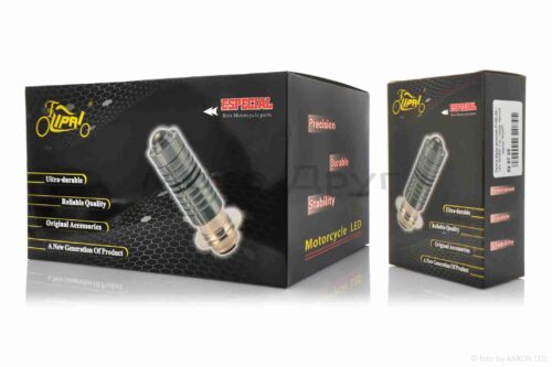 Лампа фары диодная  P15D-25-1 12V 35/35W  1 ус, линза, черный корпус  "LIPAI" — изображение 2