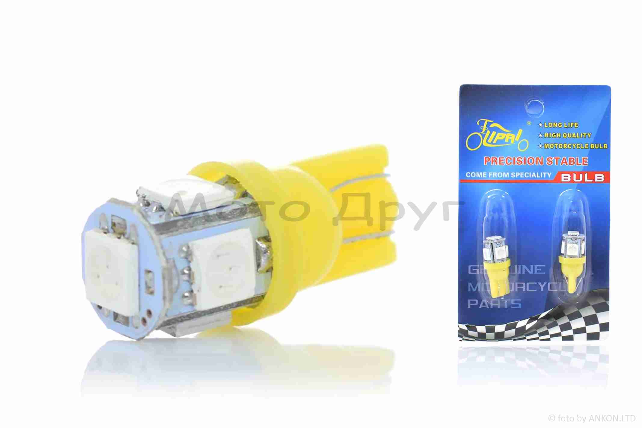 Лампи діодні поворотів безцокольні T15 5 кристалів, 2шт, жовті "LIPAI"