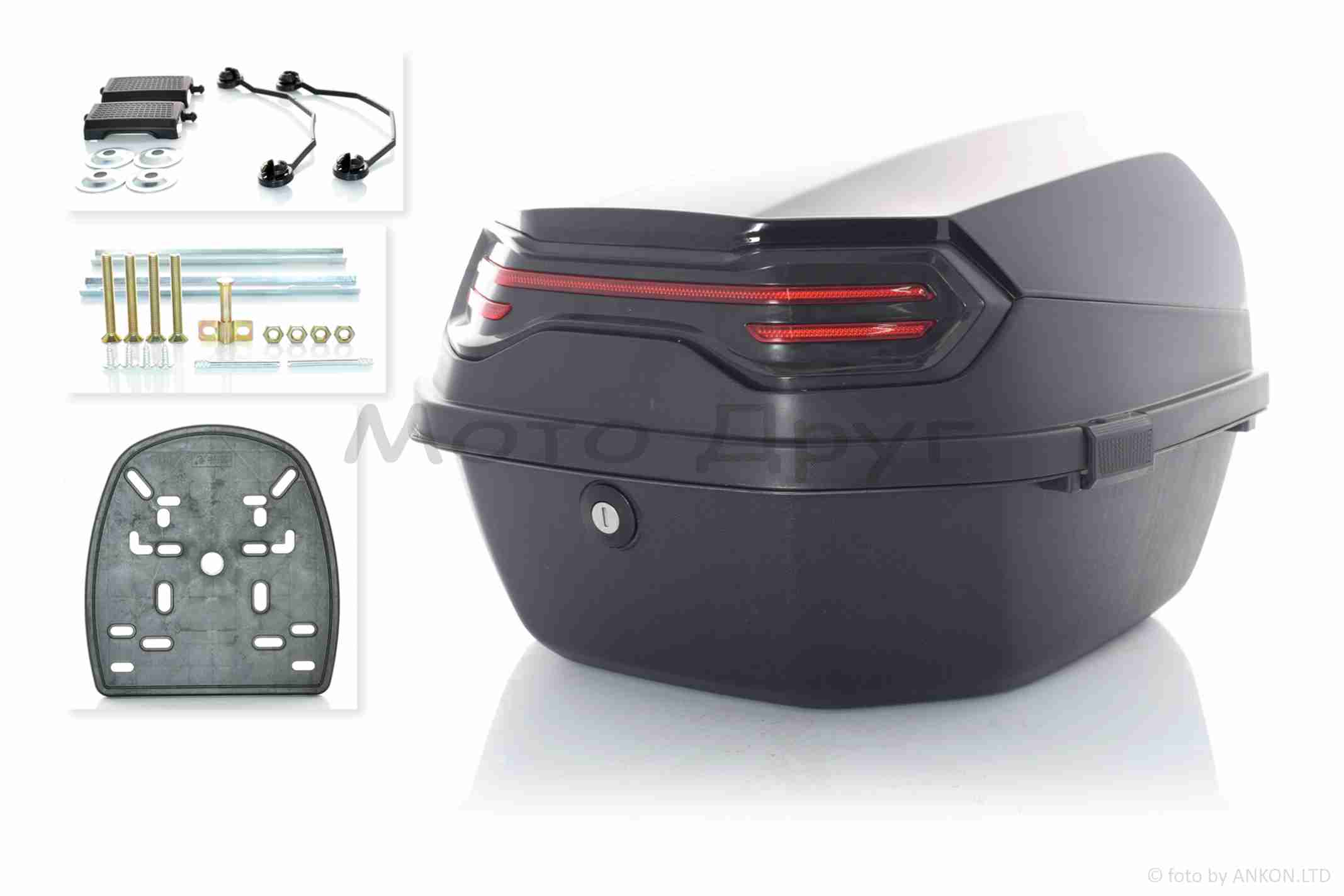 Кофр мото #48 400*400*280, 26L (чорний глянсовий)