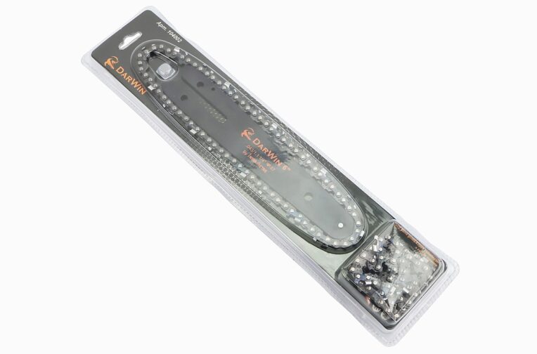 Шина 6″-1,1mm 1/4″ 37зв L-18см (Підходить на акумуляторну міні-пилу) + ланцюг 1/4″-1,1mm-36зв. круг. зуб-2шт, на блістері