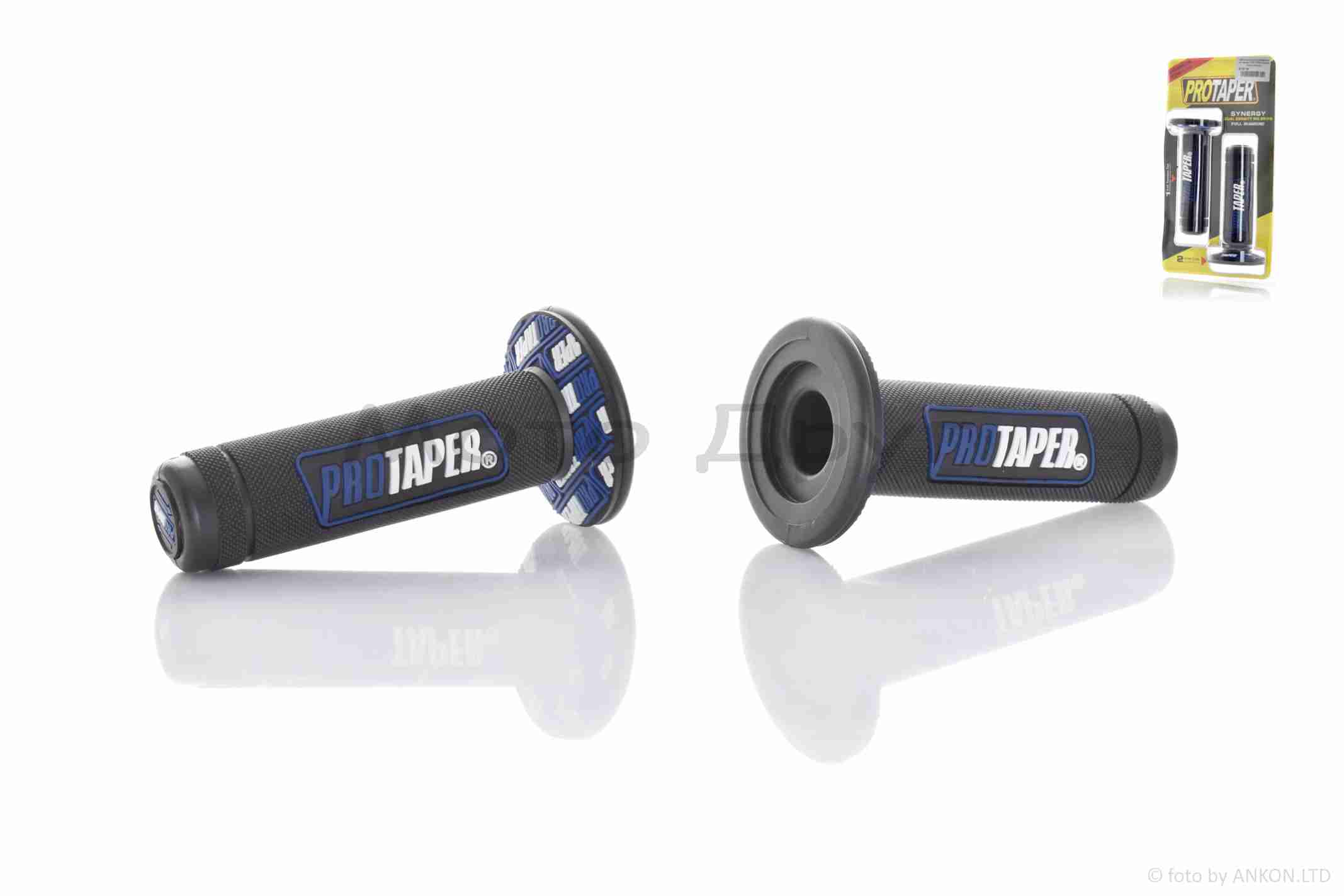 Грипсы (ручки руля) универсальные #1 "PRO TAPER" (черно-синие)