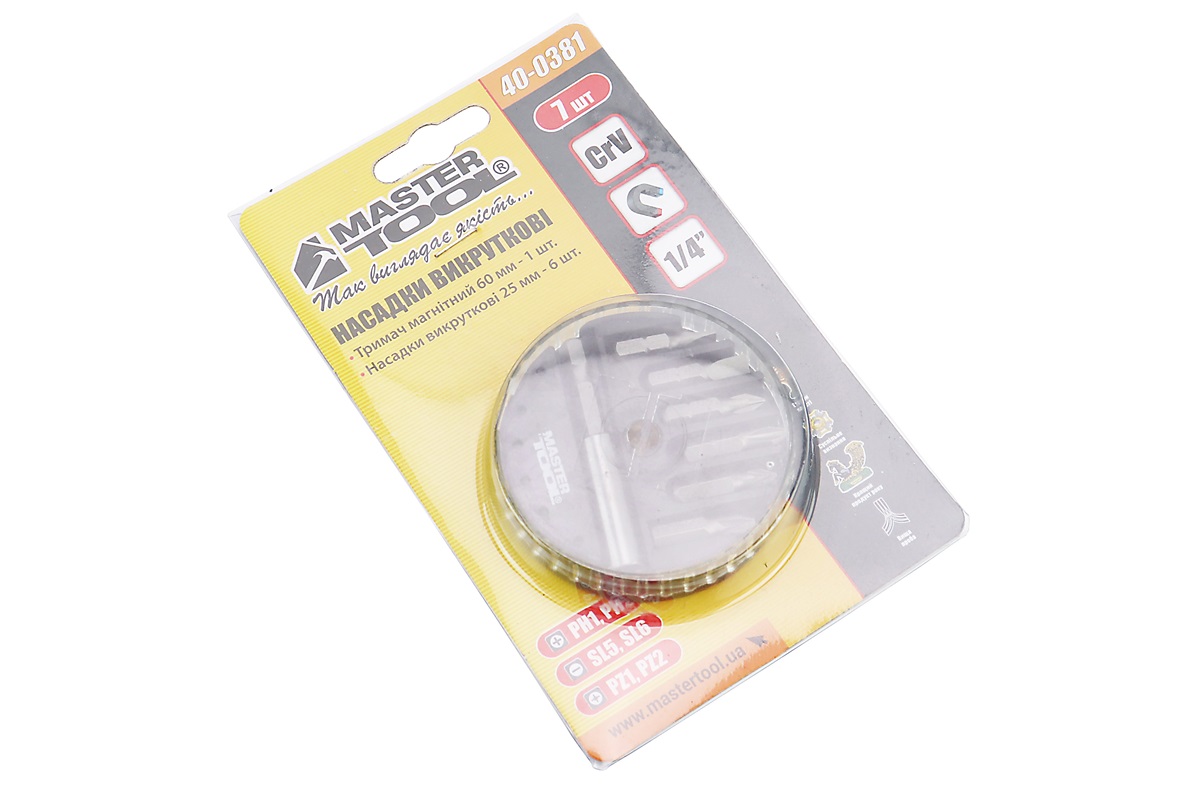 Біти викруткові 7шт 1/4" 25мм з тримачем 40-0381 - Зображення 2