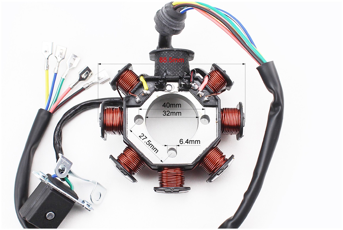 Статор магнето (генератора) (8 катушек "5 проводов"), (d=88,5мм) — изображение 3