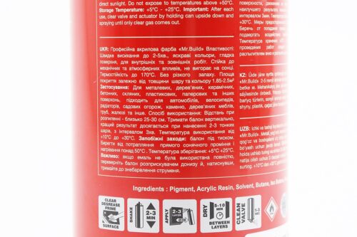 Краска акриловая №04 "КРАСНЫЙ ГЛЯНЦЕВЫЙ", Аэрозоль 400ml — изображение 3