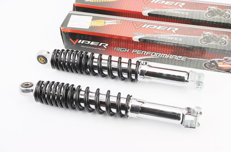 Амортизатор задній GY6 – 335мм * d50мм (втулка 10мм / вилка 8мм), регул. чорний к-кт 2шт