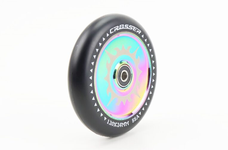 Колесо трюкового самоката 120*24мм 88A PHANTOM, алюмінієве, пром-підшипники 608 (8х22х7) 2RS, плазма