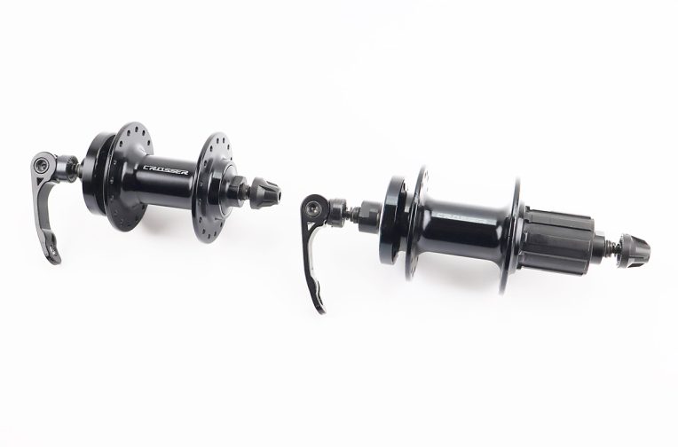 Втулки задня+передня MTB алюмінієва 14Gx32H під касету 8зр, Disk-brake, 2 пром-підшипники 6000 2RS, кріп. ексцентрик, чорна
