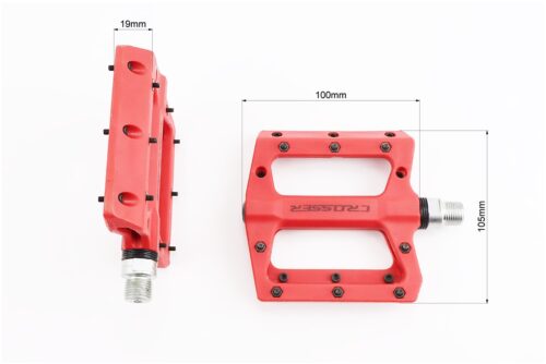 Педалі MTB широкі 9/16" (100x105x19mm) армопластик, пром-підшипник (6*13*5). червоні HF-633 - Зображення 2