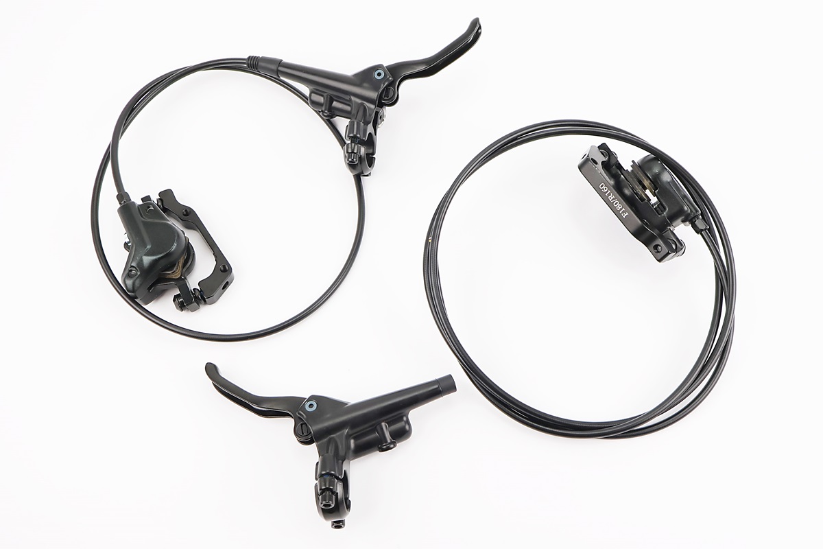 Гальмо Disk-brake гідравлічне переднє (F180/R160мм)+заднє (F180/R160мм) у зборі, диски 160/180мм, кріпл. 6 болтів, чорні - Зображення 2