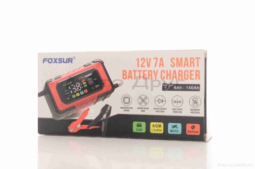 Зарядний пристрій  12V, 7A  автоматичний, РК-дисплей  "FOXSUR" - Зображення 2