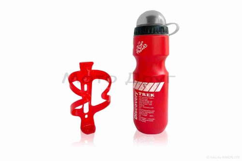 Пляшка для води вело  600ml, червона  +тримач  "DISCOVERY"