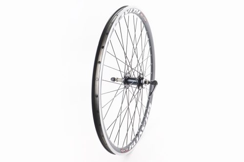 Колесо 26" заднее V/Disk-brake, обод и втулка 14Gx36H алюминиевые, пром-подшипники 6200 2RS, под вольнобег, крепл. эксцентрик, "GRAVITY" — изображение 2