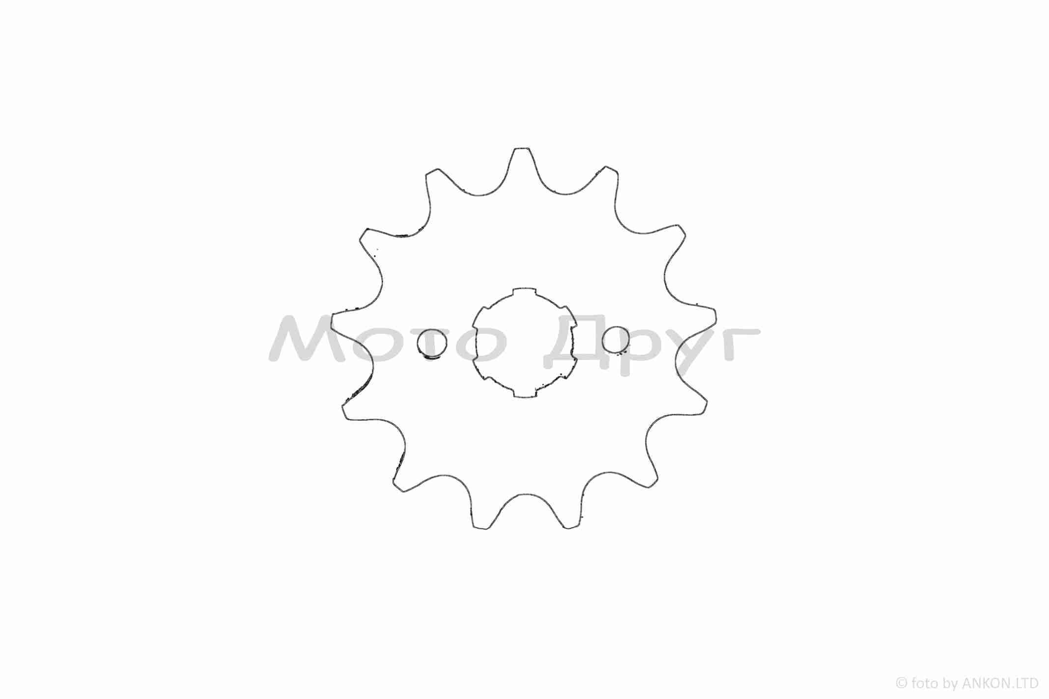 Звезда трансмиссии передняя 520‑13T, d20, шлиц коробки 4mm "LIPAI" узкая посадка CB/CG — изображение 2