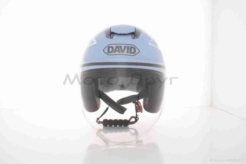 Шлем открытый  "DAVID"  (#D020, голубой глянцевый, L, очки, ABS, прозрачный спойлер) — изображение 2