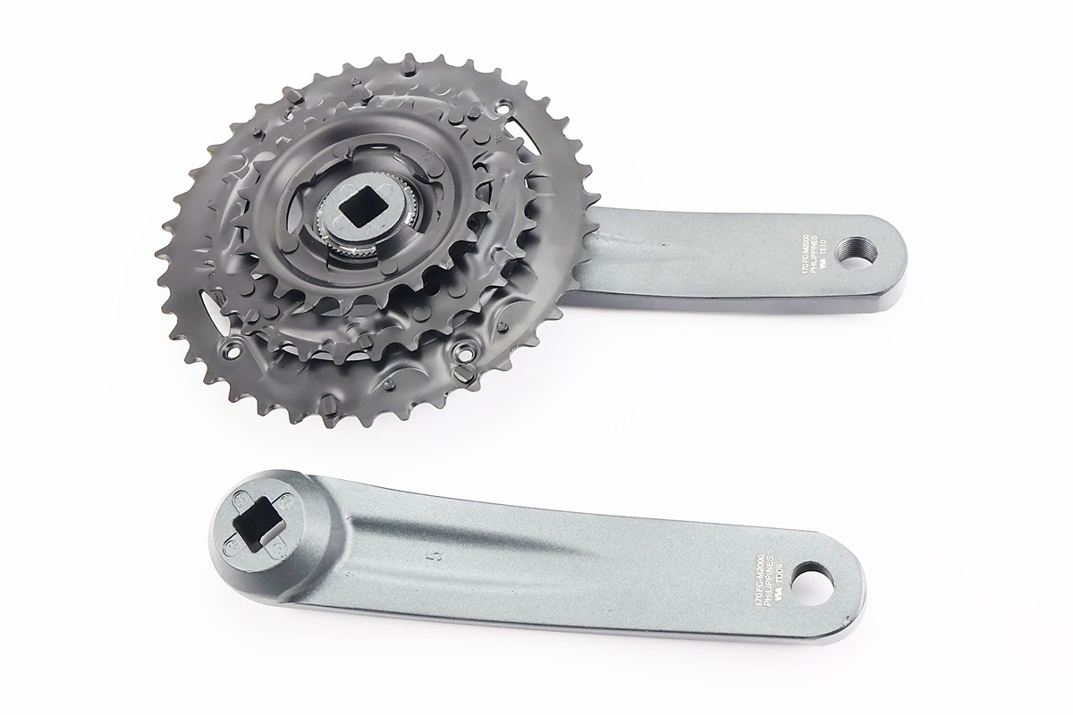 Шатуни "квадрат" 170мм, 40.30.22T MTB, алюмінієві, сіро-чорні ALTUS FC-M2000 - Зображення 2