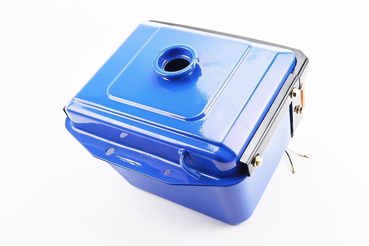 Бак паливний R175A/R180NM, 265x190x165mm, виступ. горловина, отвір під шланг паливний + фара + облицювання, Синій - Зображення 2