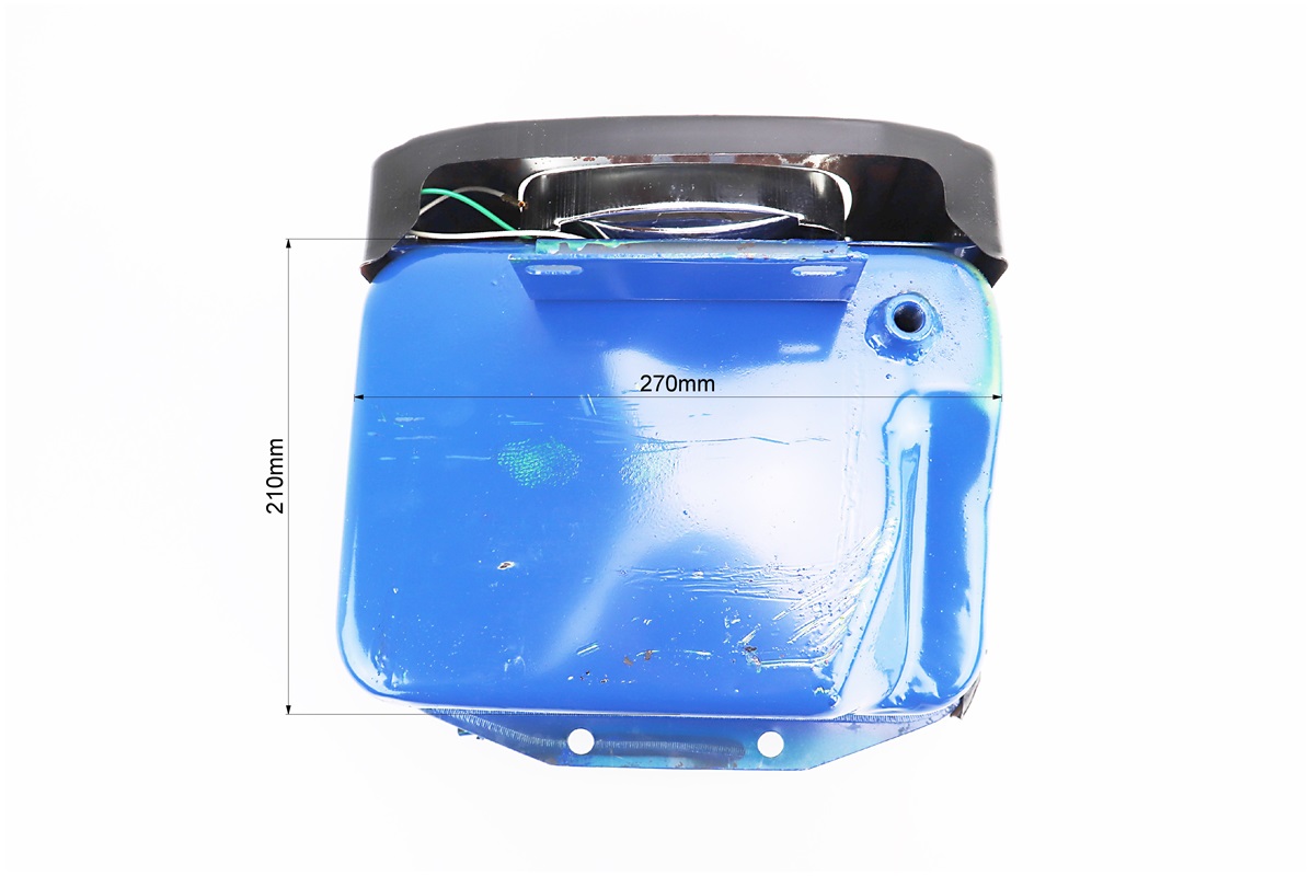 Бак паливний R175A/R180NM, 265x190x165mm, виступ. горловина, отвір під шланг паливний + фара + облицювання, Синій - Зображення 4