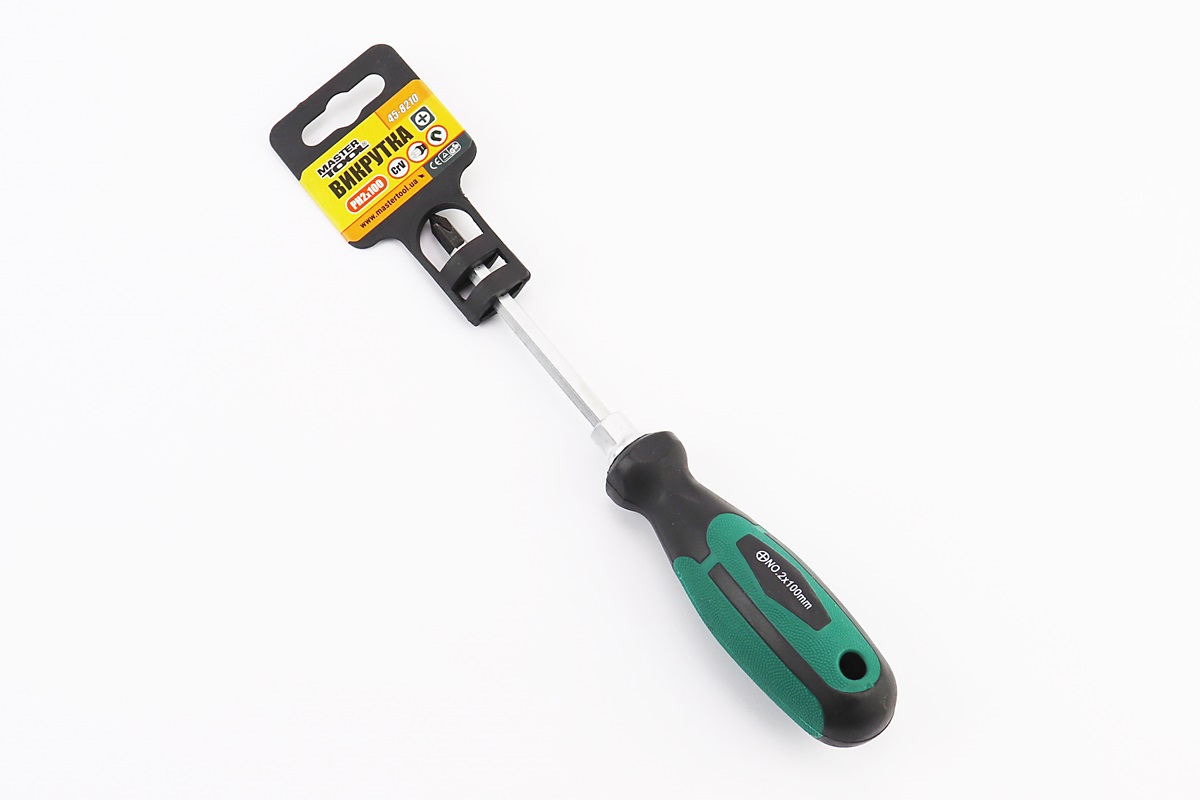 Викрутка магнітна хрестова HEX РН2x100мм ручка з TPR покриттям 45-8210