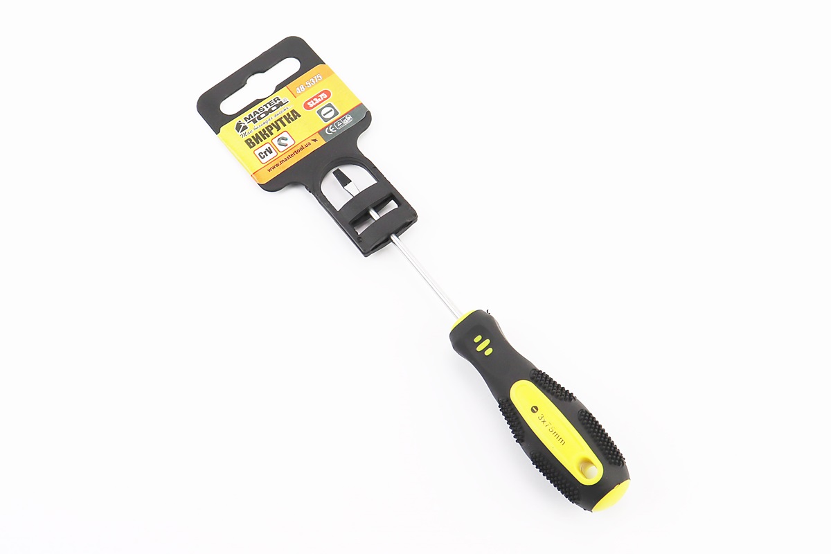 Викрутка магнітна шліцева SL3x 75мм ручка з TPR покриттям 48-5375