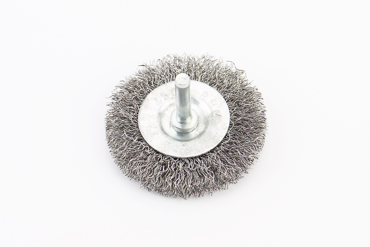 Щетка дисковая со стержнем 1/4" D-60мм из рифленой проволоки 19-9806