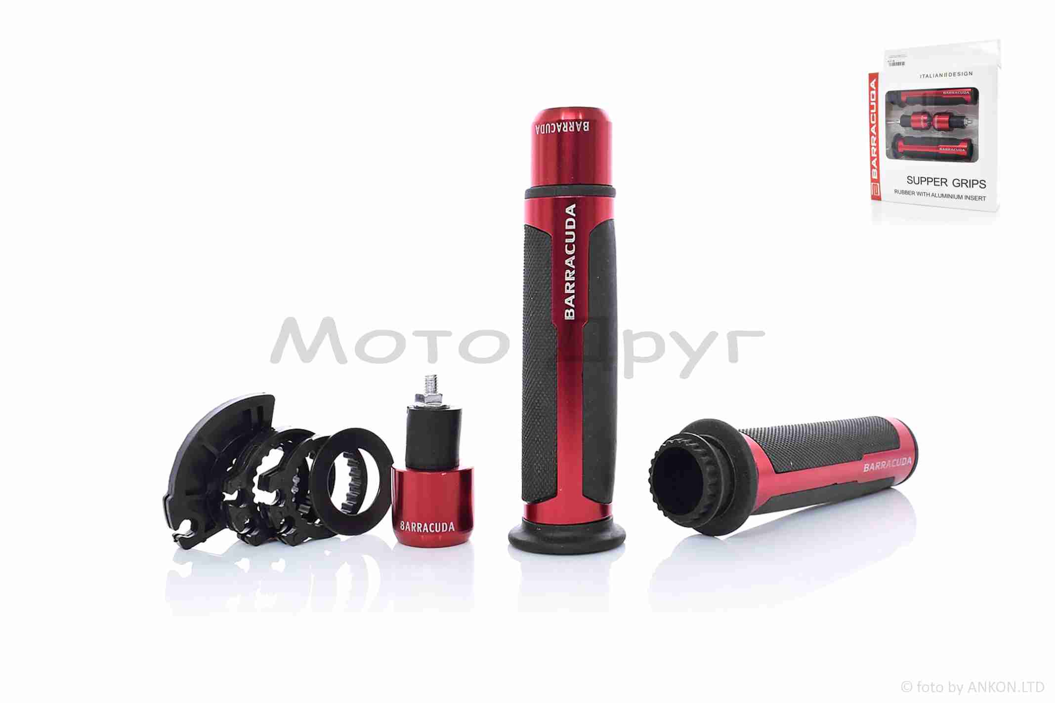 Грипсы (ручки руля) универсальные "BARRACUQA" #HP6 (красные)
