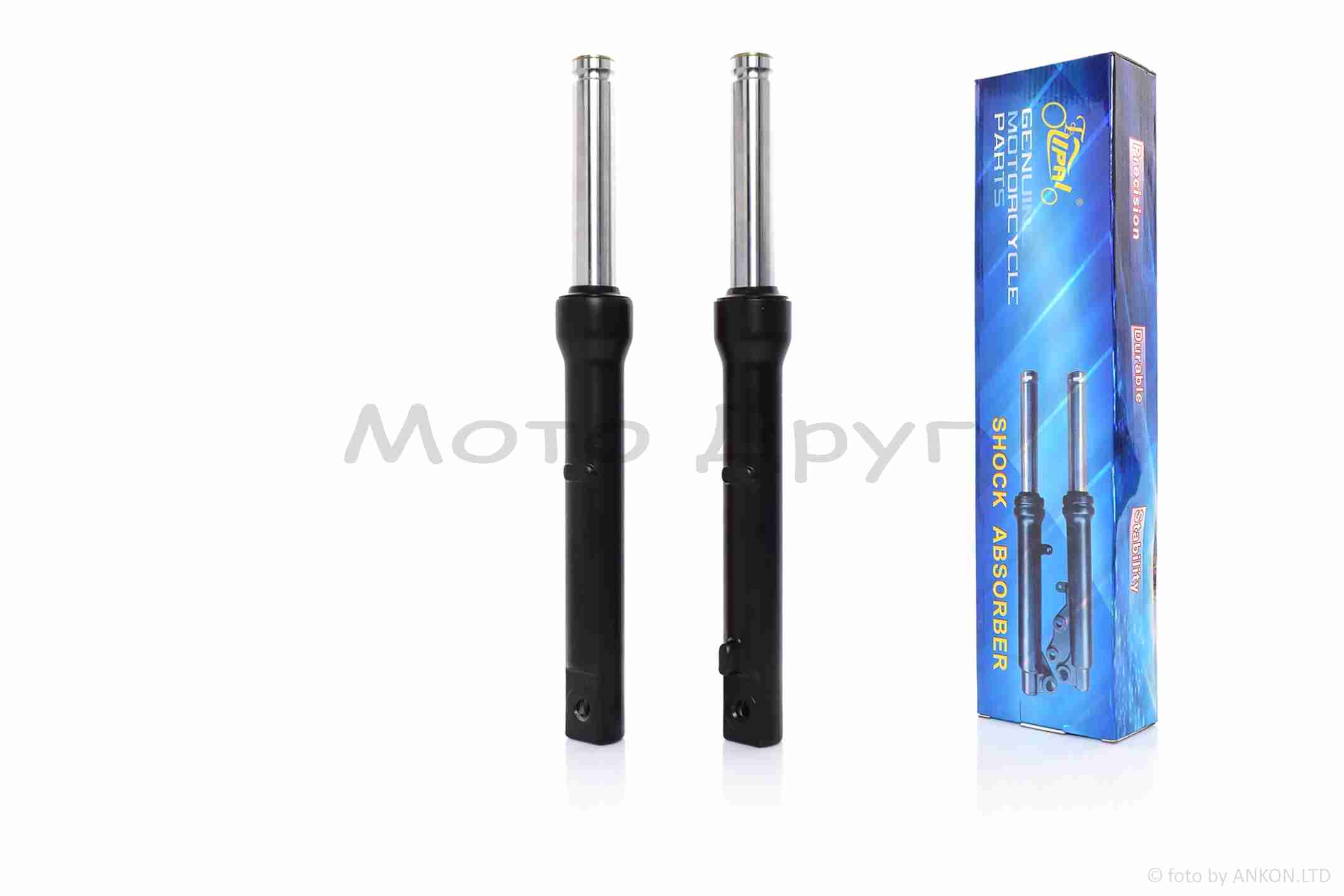 Амортизатори передні (пір'я) DIO барабан, гідравліка, 395mm, чорні "LIPAI"