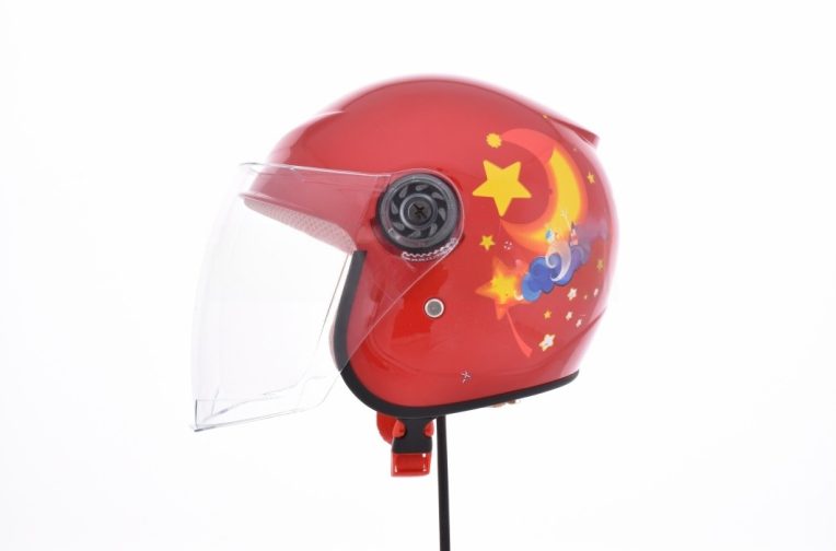 Шлем открытый подростковый “STOCK” (#T69, красный, глянцевый, визор прозрачный, S)