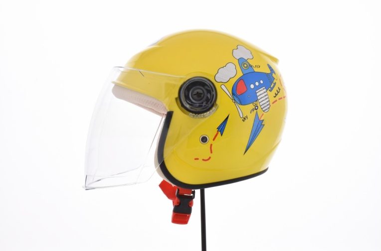 Шлем открытый подростковый “STOCK” (#T69, желтый, глянцевый, визор прозрачный, S)