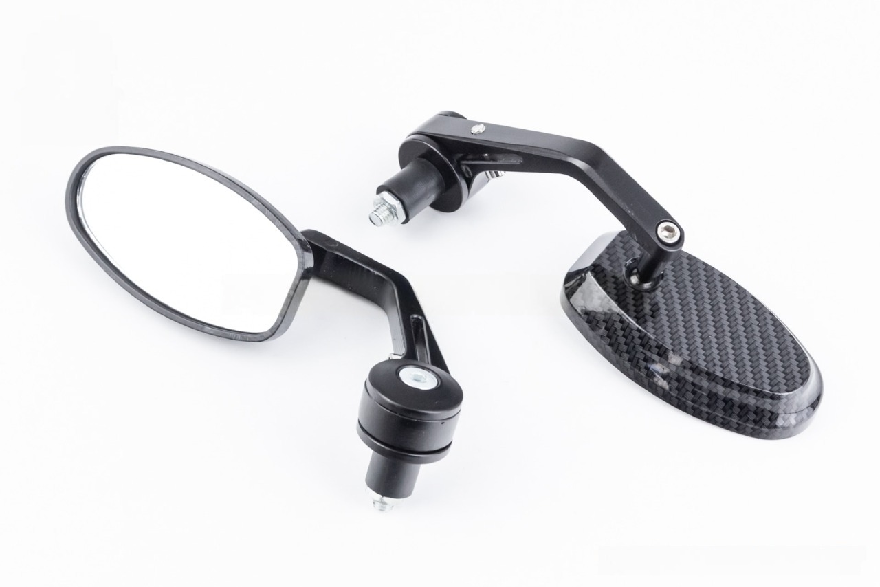 Дзеркала на мотоцикл овальні, кріп. в торець керма, карбон (SH-5001-YX)