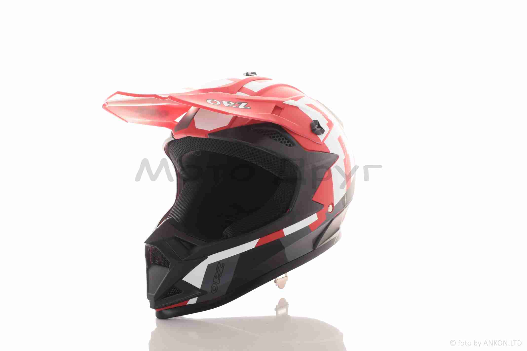 Шолом кросовий "IBK" (#166-ORZ/12, XXL червоний, біла смуга) - Зображення 2