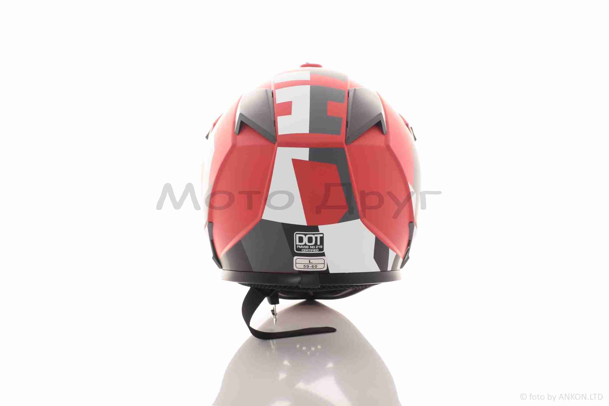 Шолом кросовий "IBK" (#166-ORZ/12, XXL червоний, біла смуга) - Зображення 4