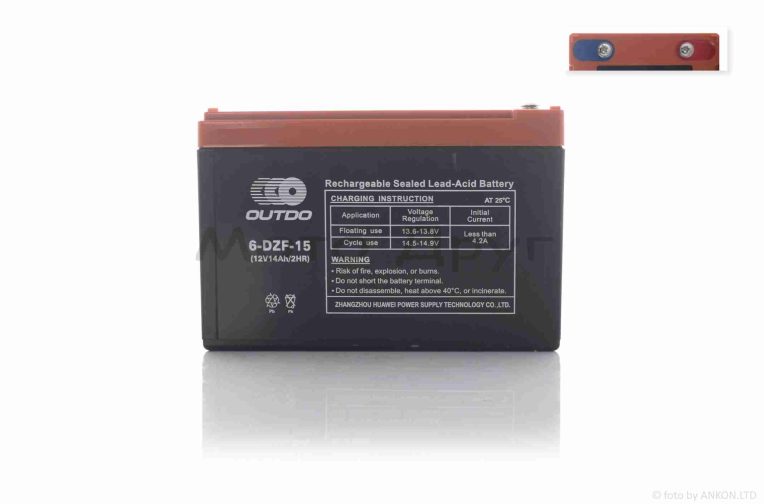 Акумулятор AGM 12V 14A 150-101-99mm 6-DZF-15 тяговий “OUTDO” (електро вело/скутери)