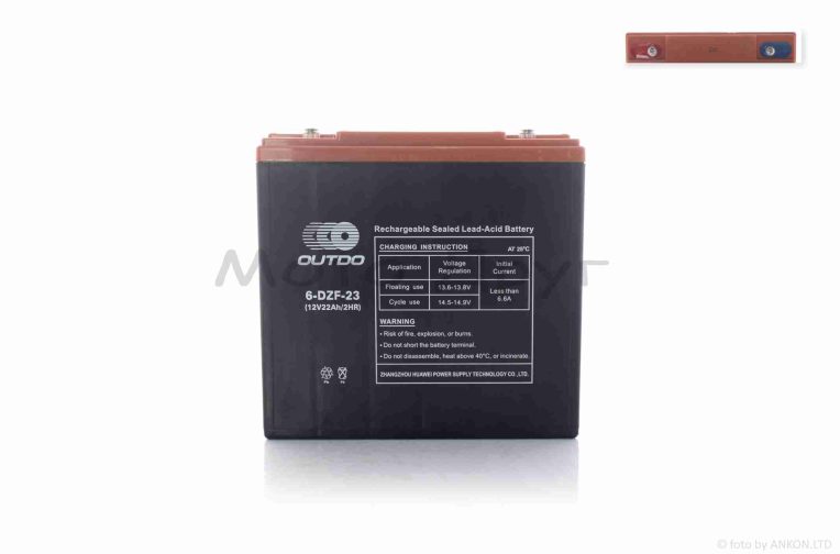 Акумулятор AGM 12V 22A 180-78-170mm 6-DZF-23 тяговий “OUTDO” (E-bike, електро вело/скутери)